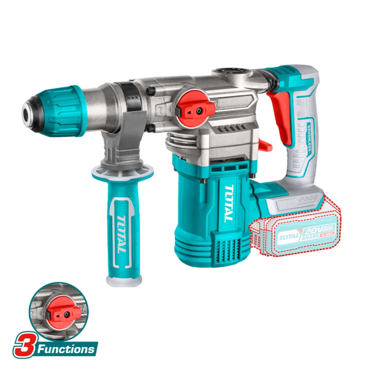 Rotomartillo Sds PLus 4.5j Industrial Brushless 20V Total2
