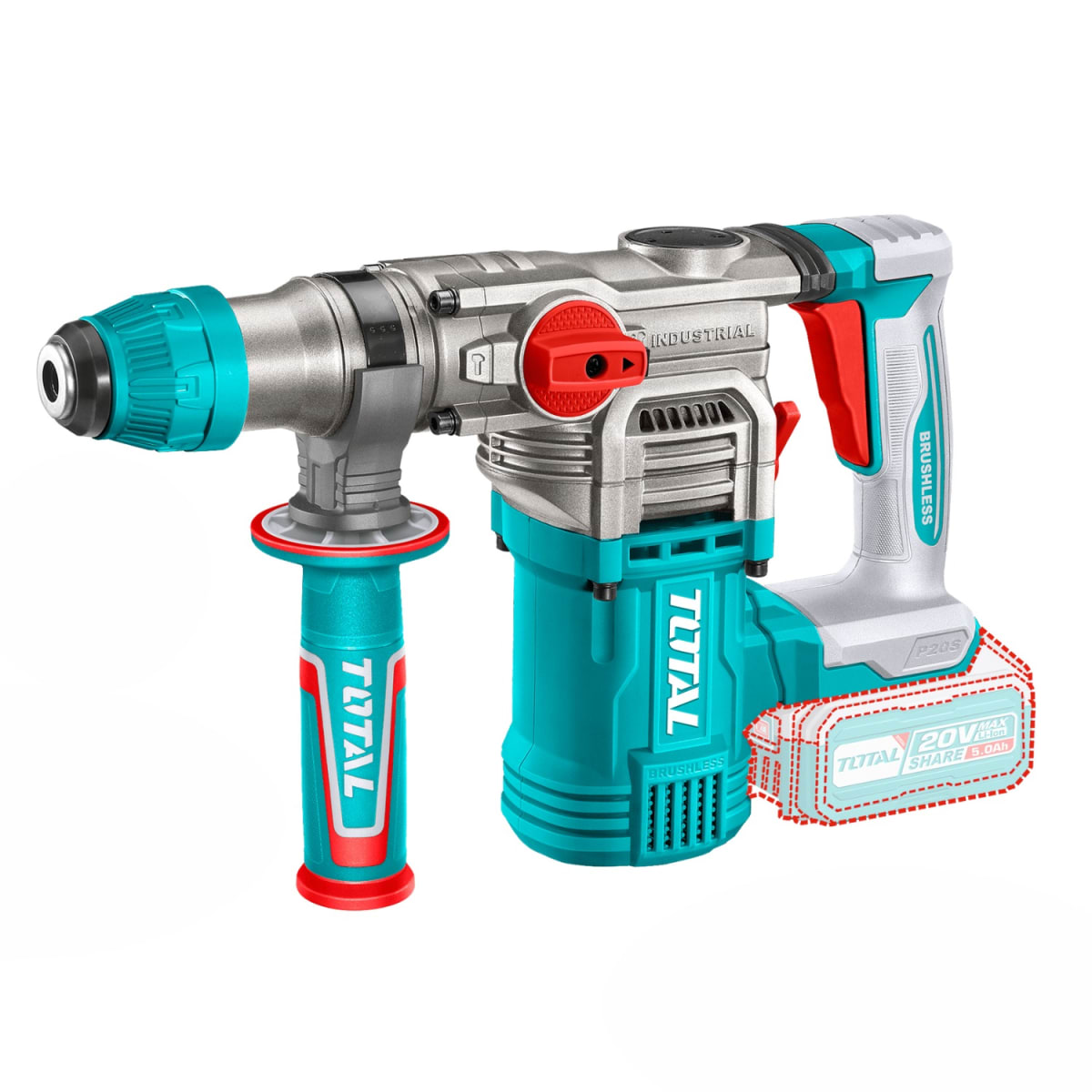 Combo Taladro Percutor 66nm + Llave de Impacto 400nm + Rotomartillo 20v Inalámbrica Total3