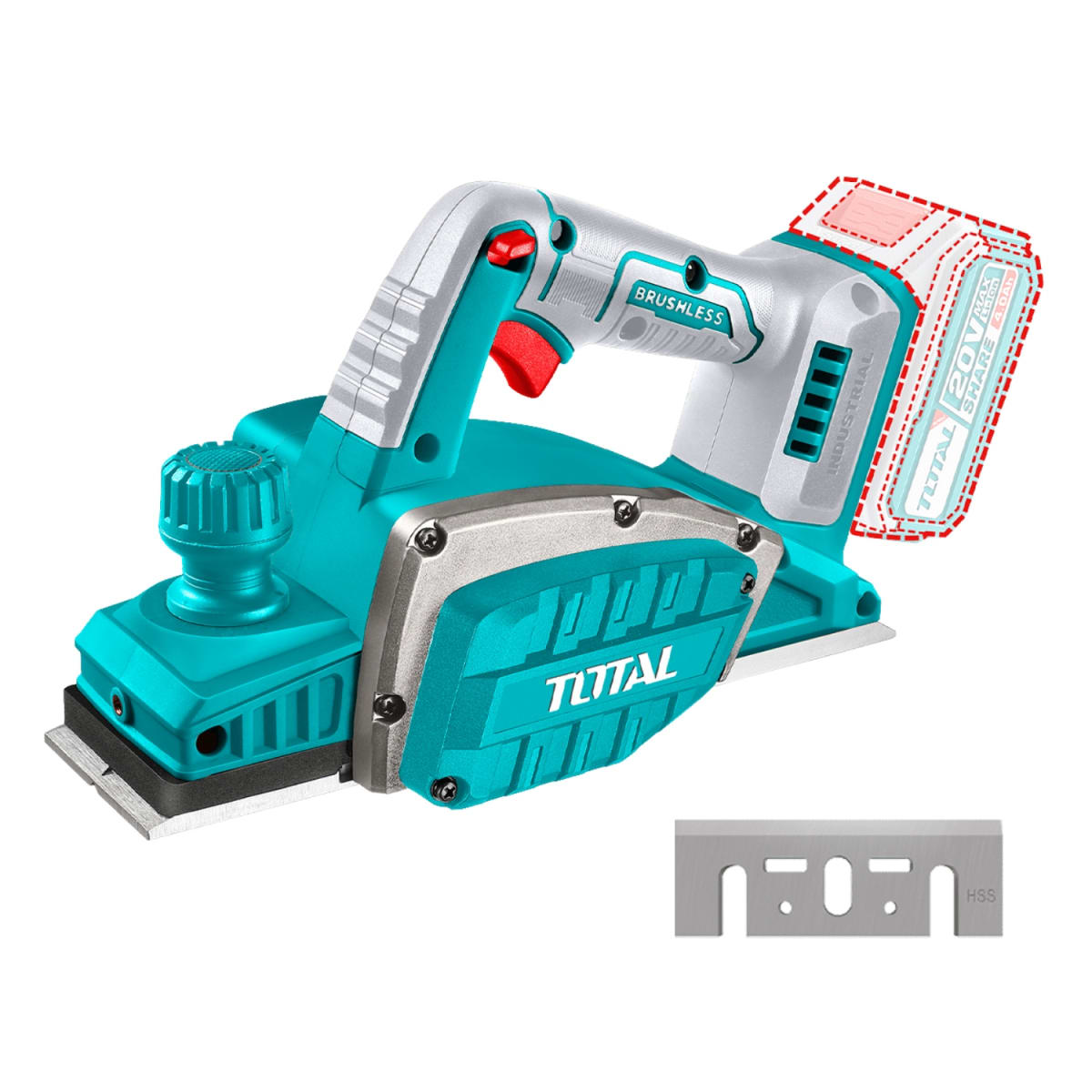 Cepilladora 14000RPM + Batería 4amp y Cargador 20v Total2