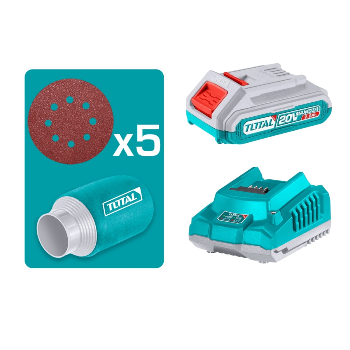 Lijadora Orbital Inalmabrica 5'' + Bateria y Cargador 20v Total4