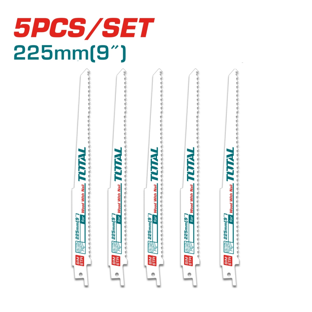 Set de Cuchillas para Madera con Clavos para Sierra Sable 5pcs Total2