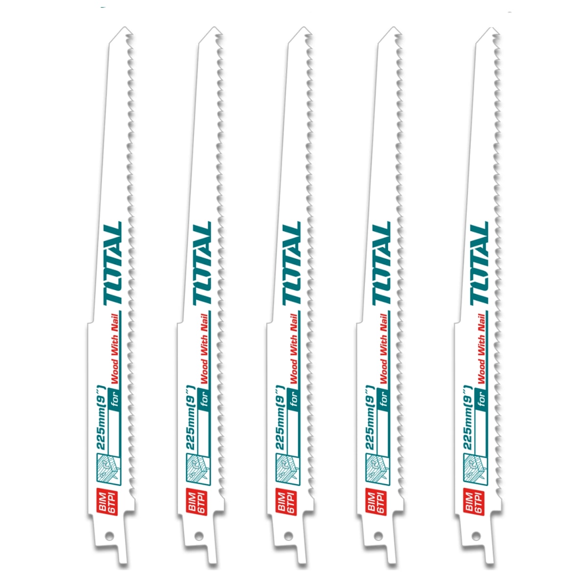 Set de Cuchillas para Madera con Clavos para Sierra Sable 5pcs Total1