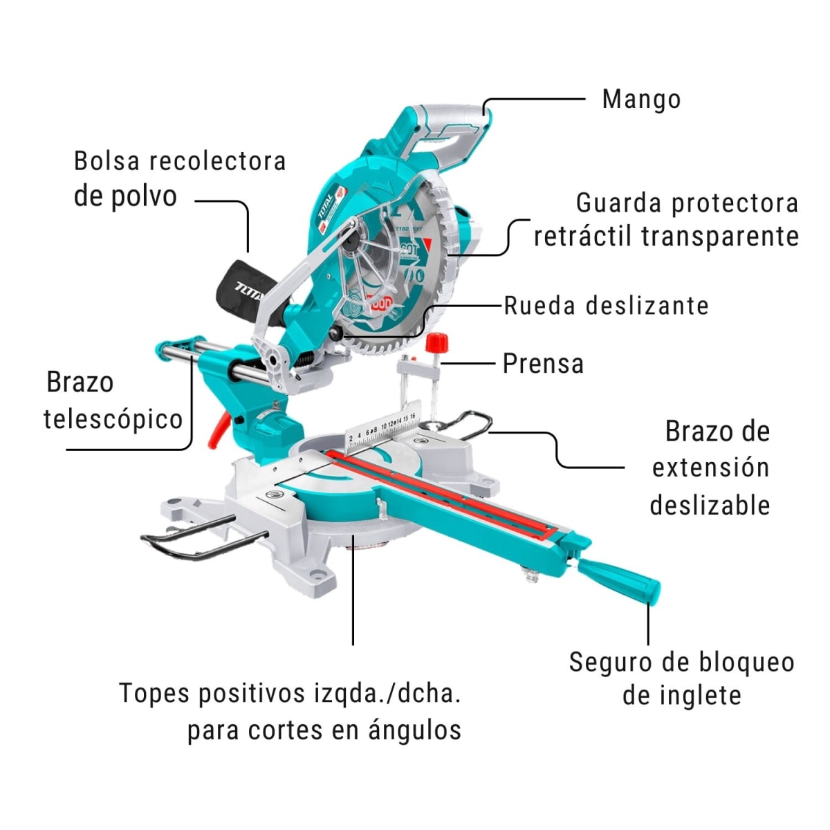 Sierra ingleteadora telescópica 1800w 10