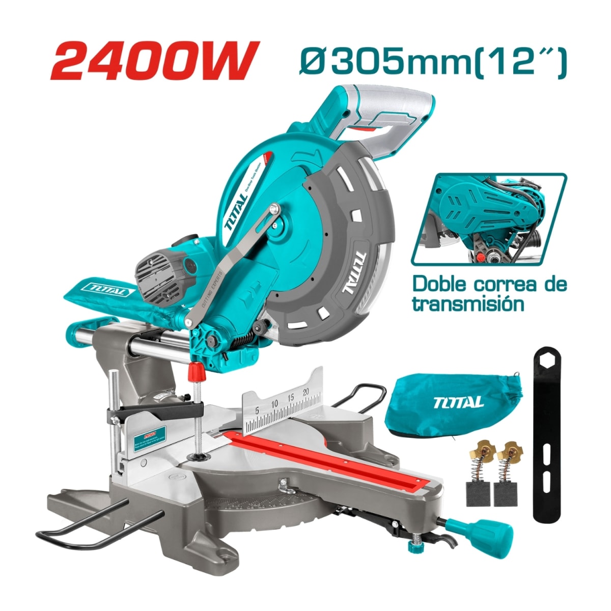 Sierra ingleteadora telescópica 2400w 12