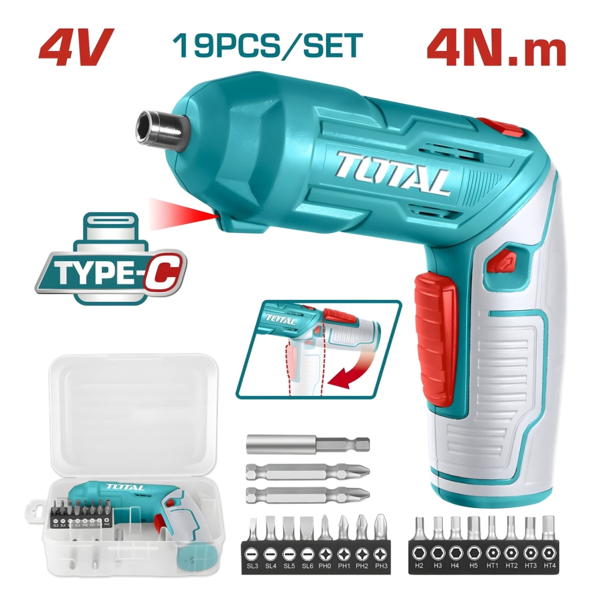 Destornillador inalambrico 4v Total2
