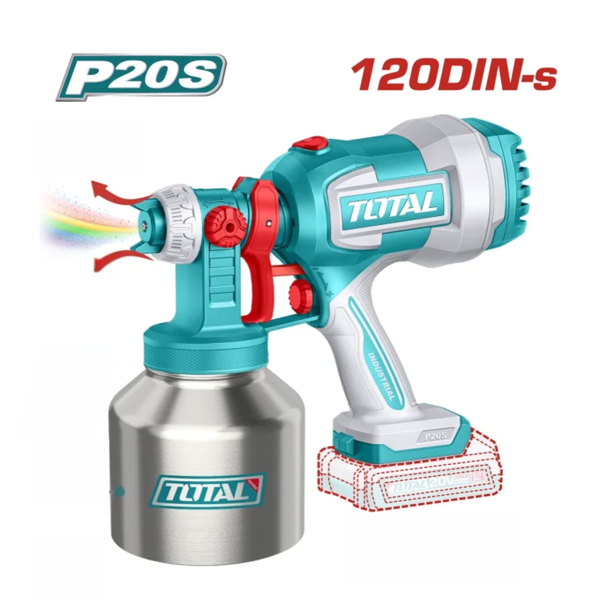 Pistola para pintar vaso de aluminio 20v Total3