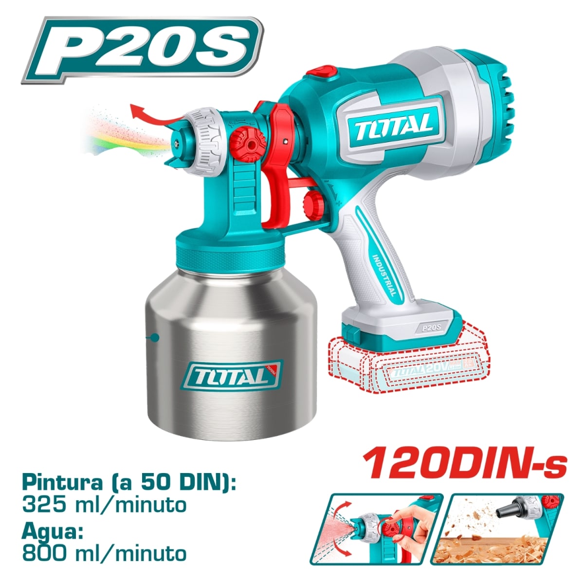 Pistola Pintar 2 baterias 2.0 AH Envase Metalico Total3