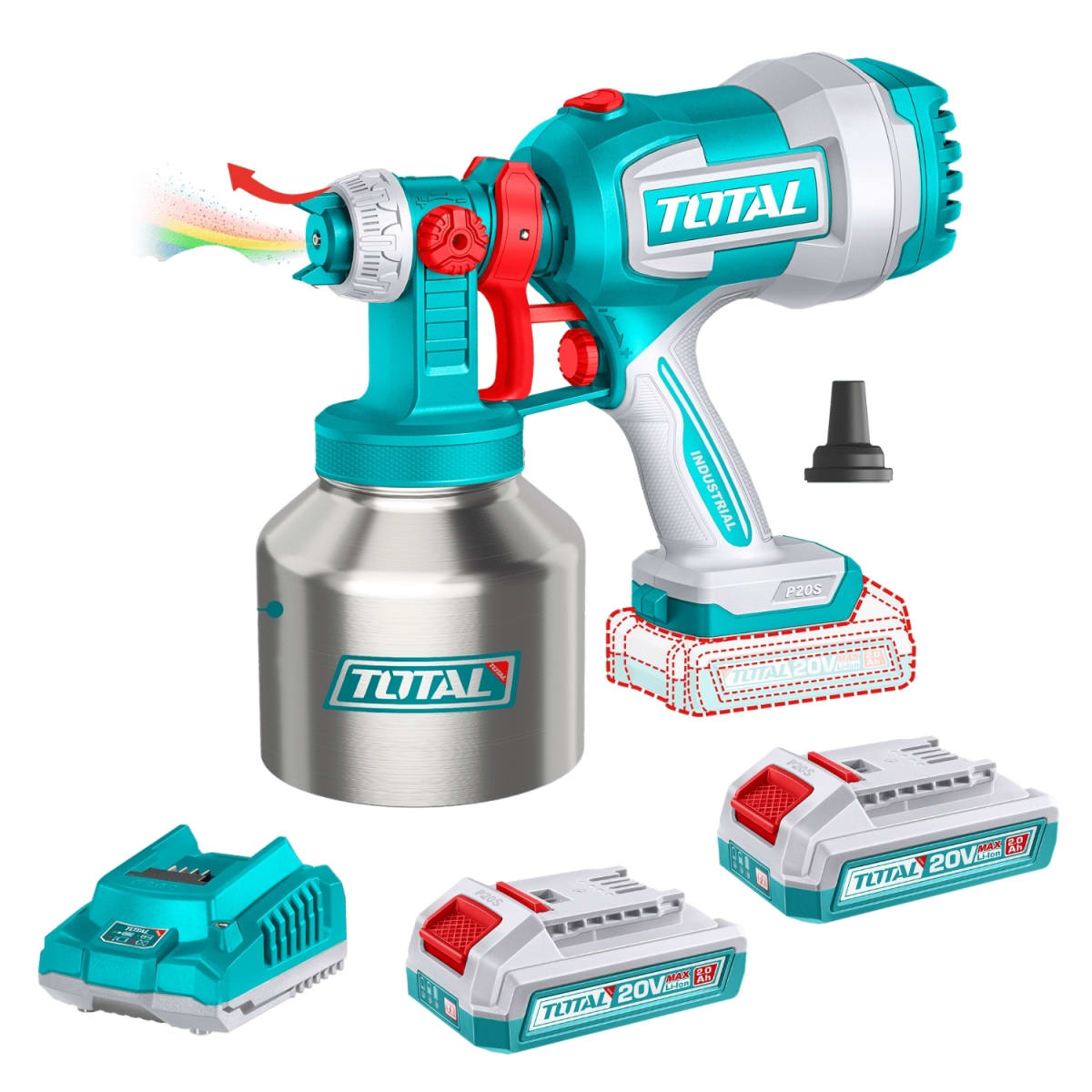 Pistola Pintar 2 baterias 2.0 AH Envase Metalico Total1