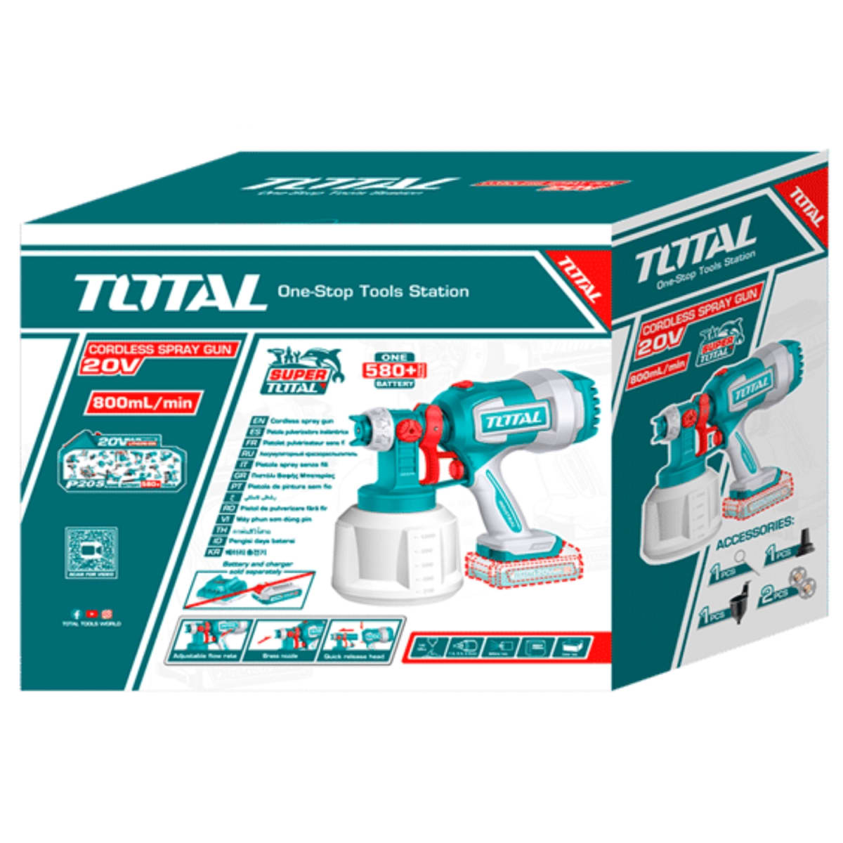 Pistola para pintar 20V 1000ML + 1 Cargador + 1 Bat 2 Ah Total5