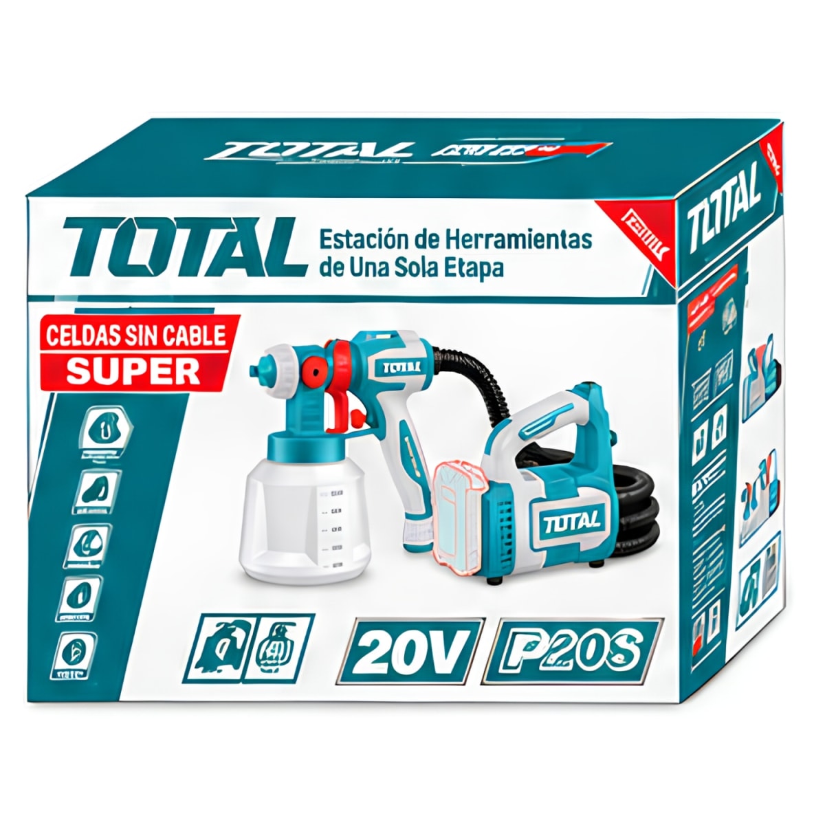Pistola para Pintar 20V 1000ML + 2bat 4Ah Tabless Total6