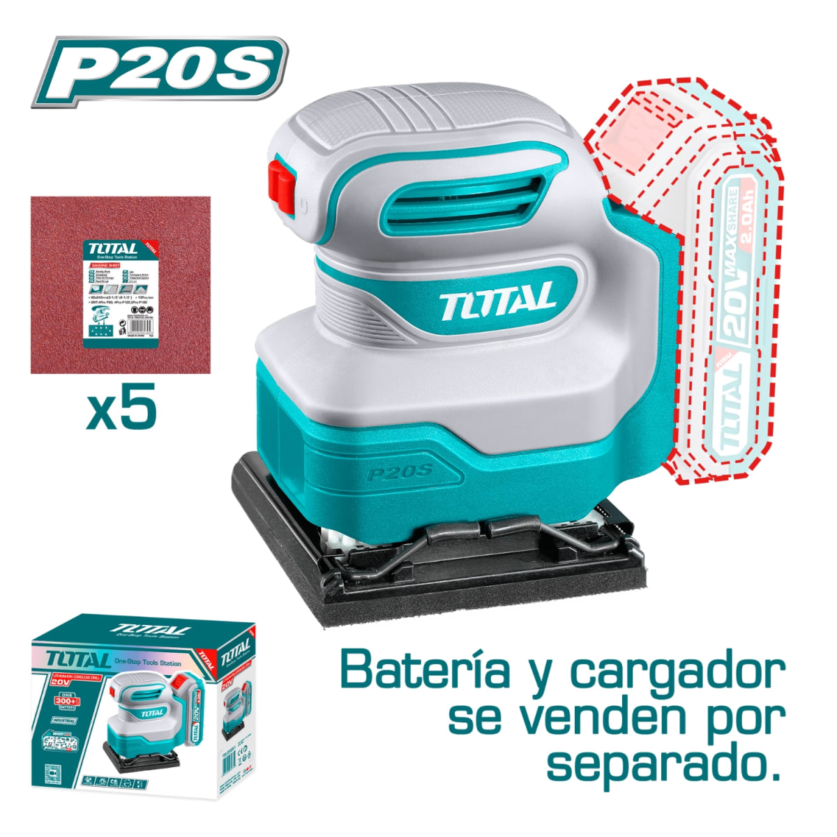 Lijadora inalámbrica 12000RPM(solo cabezal) 20v Total2