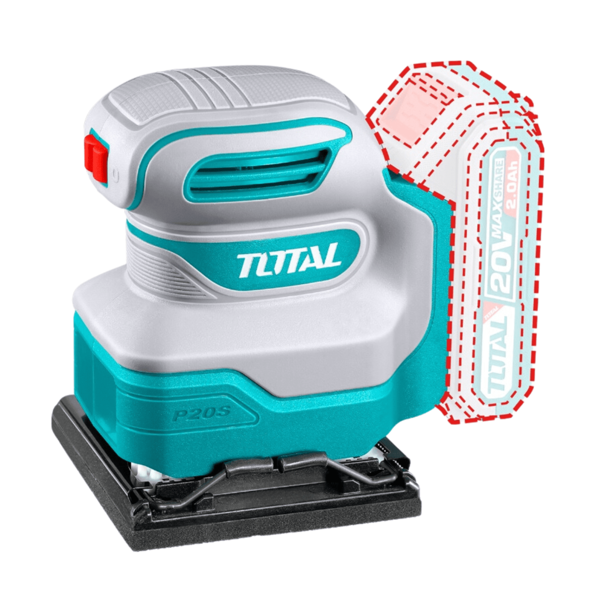 Lijadora orbital inalambrica 20v + bateria 2Ah + cargador Total3