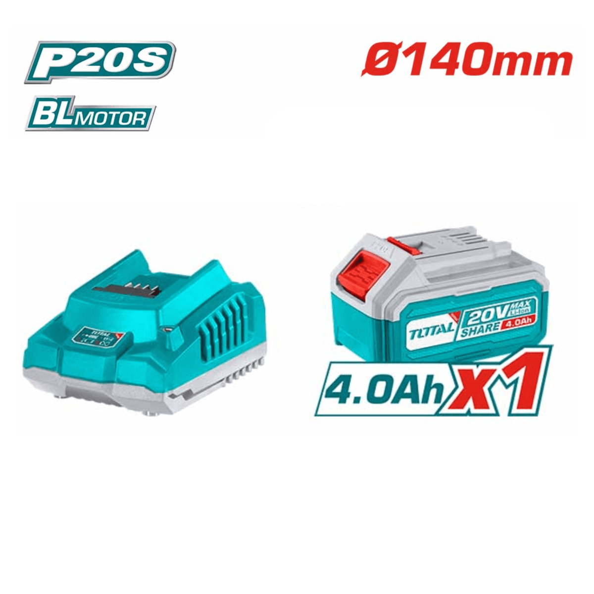 Sierra circular 20v incluye bateria 4ah y cargador Total4