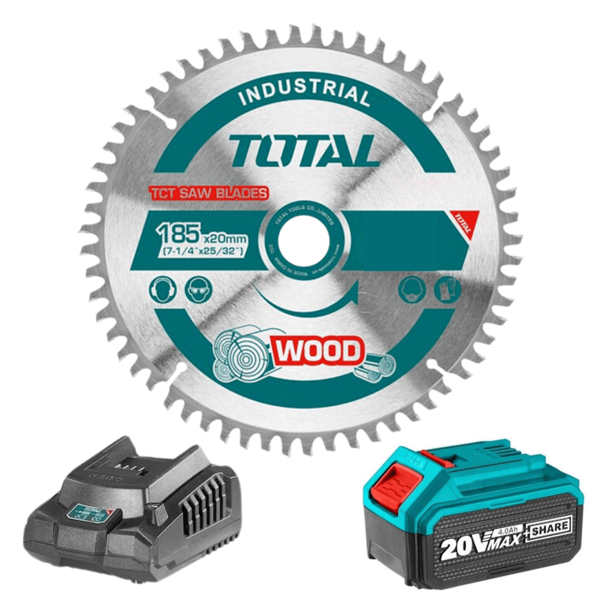 Sierra Circular Industrial 20V + Batería 4ah + cargador Total3