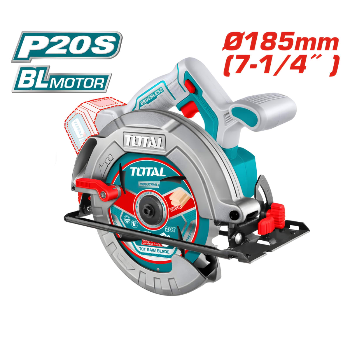 Sierra Circular Industrial 7-1/4'' 185mm + 1 Batería 5ah + Cargador 20v Total5