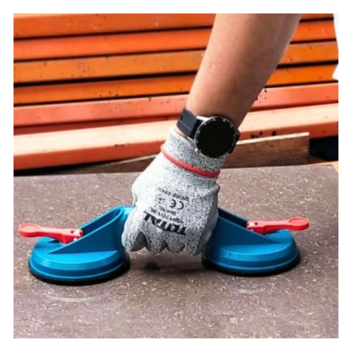 Ventosa doble succión para vidrio y mayólica 50 kg Total5