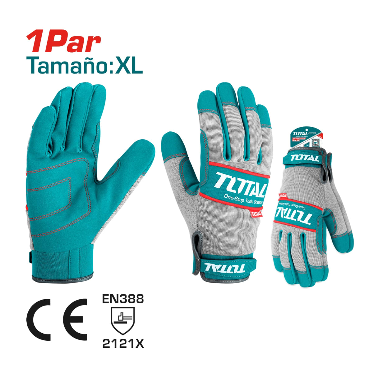Guantes Mecánico de Cuero Reforzado XL Total2