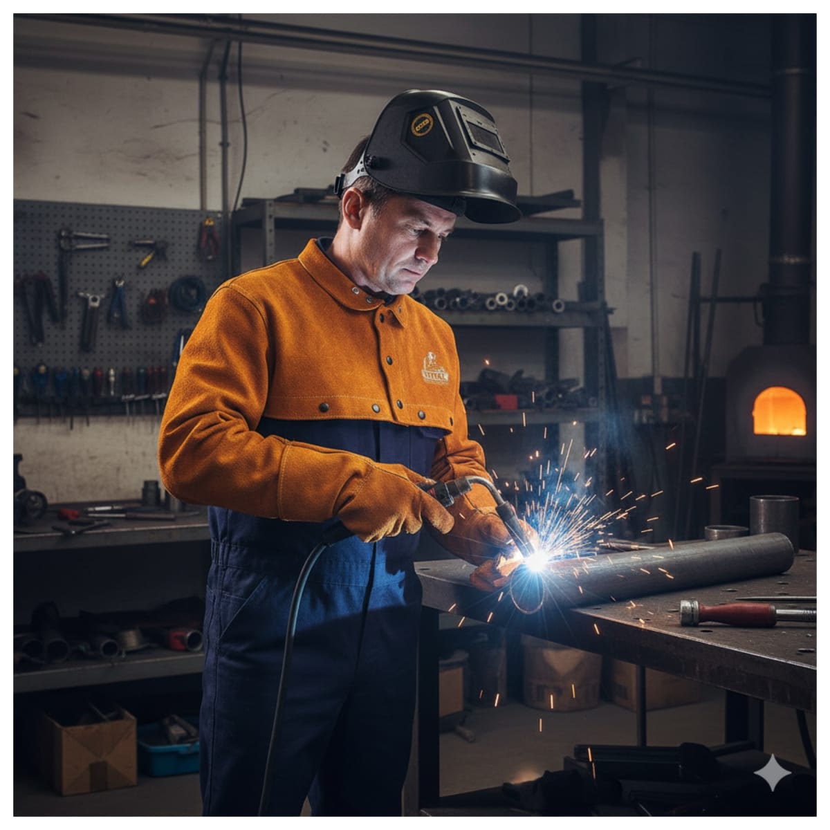 Capa manga de cuero para soldar Total5