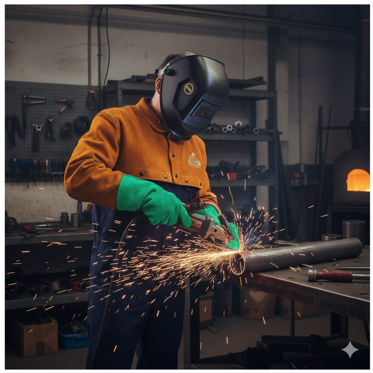 Capa manga de cuero para soldar Total4