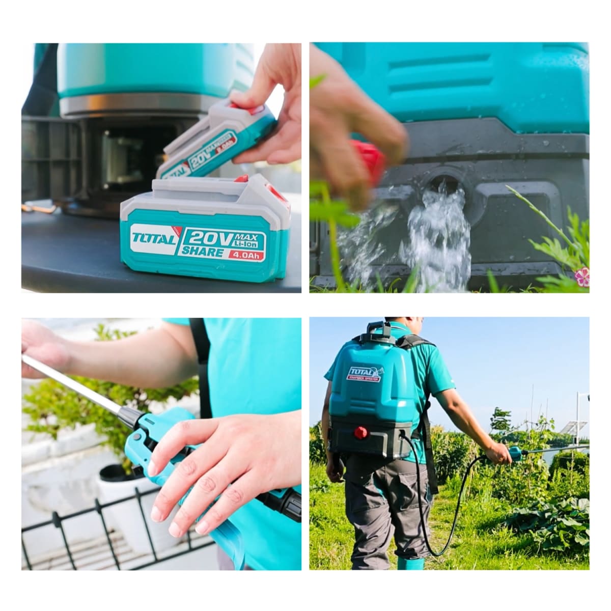 Mochila fumigadora inalámbrica 16 litros Total4