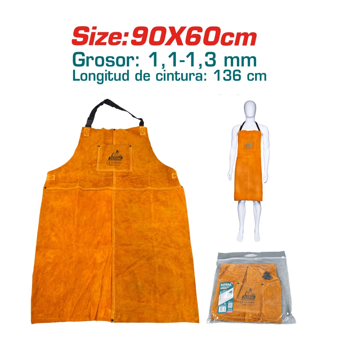 Mandil de Cuero para Soldar 90x60cm Total2