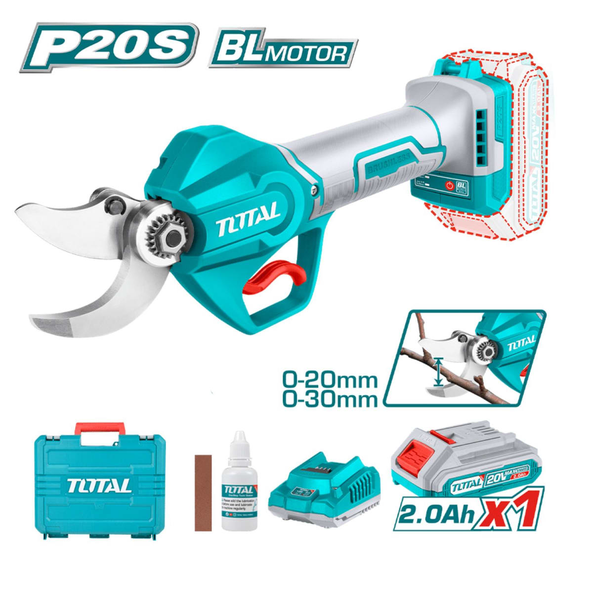 Tijera Li-On 20v Corte 20-30mm con Batería y Cargador Total4