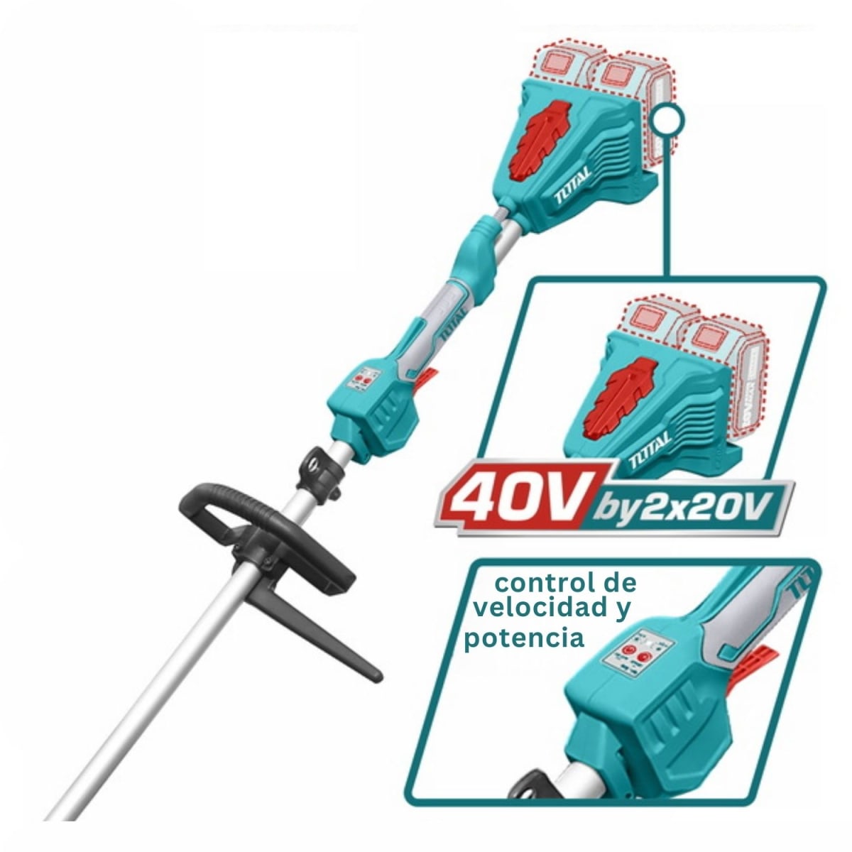 Guadaña inalámbrica + 2 baterías 4ah y cargador Total5