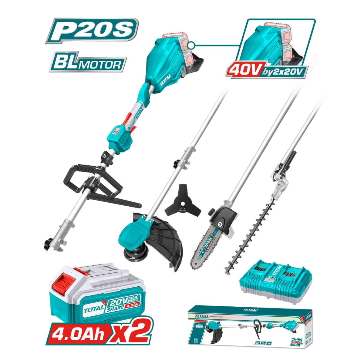 Desmalezadora Multifuncional 40v + Batería y Cargador Total2