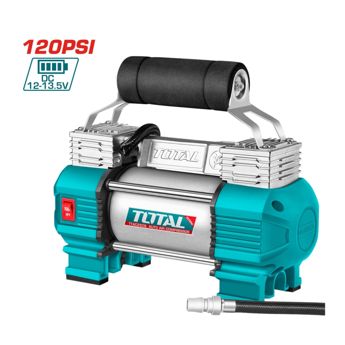 MiniCompresor 120psi 12v 18A con Luz Led Total3