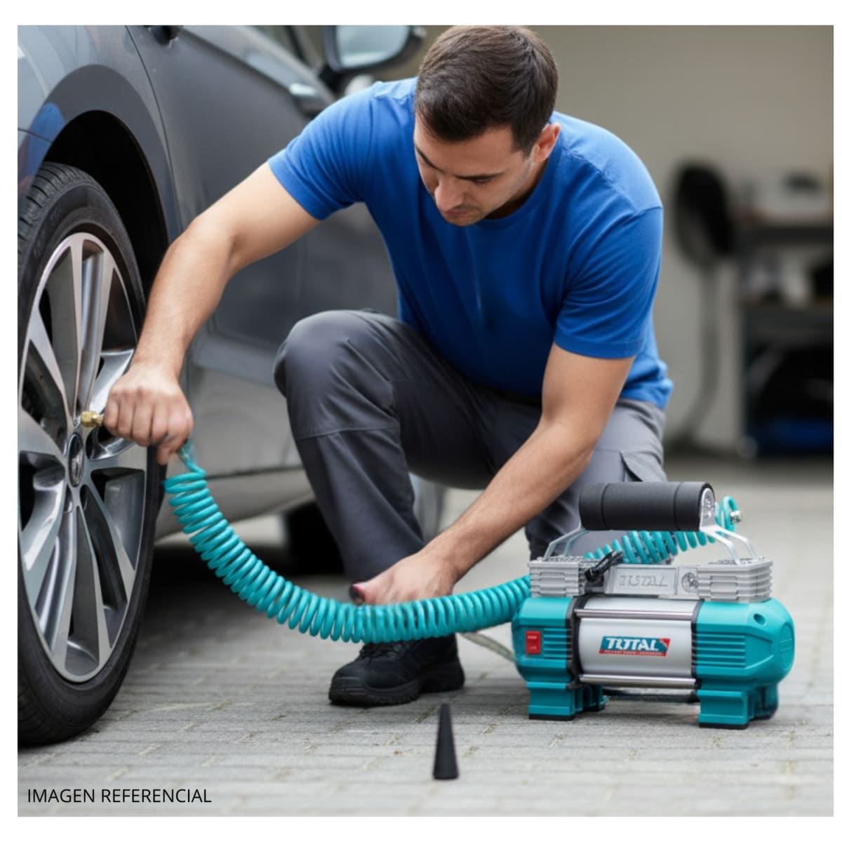 MiniCompresor 120psi 12v 18A con Luz Led Total4