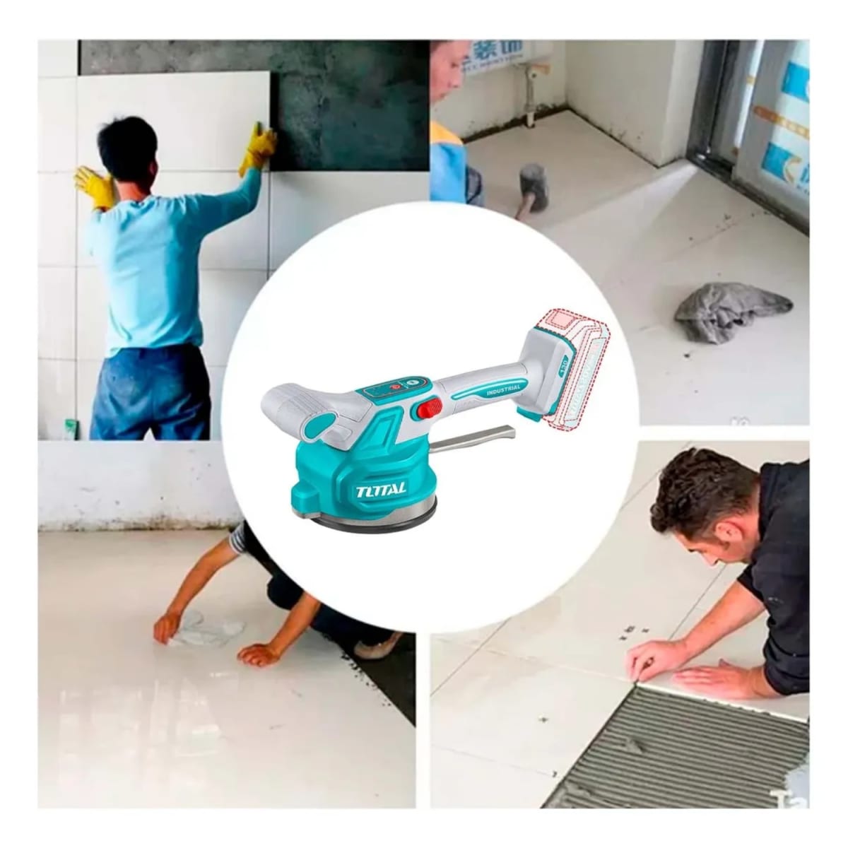 Ventosa Vibrador Soporta 60kg + Rodillera + Maletín + Batería y Cargador 20v Total10