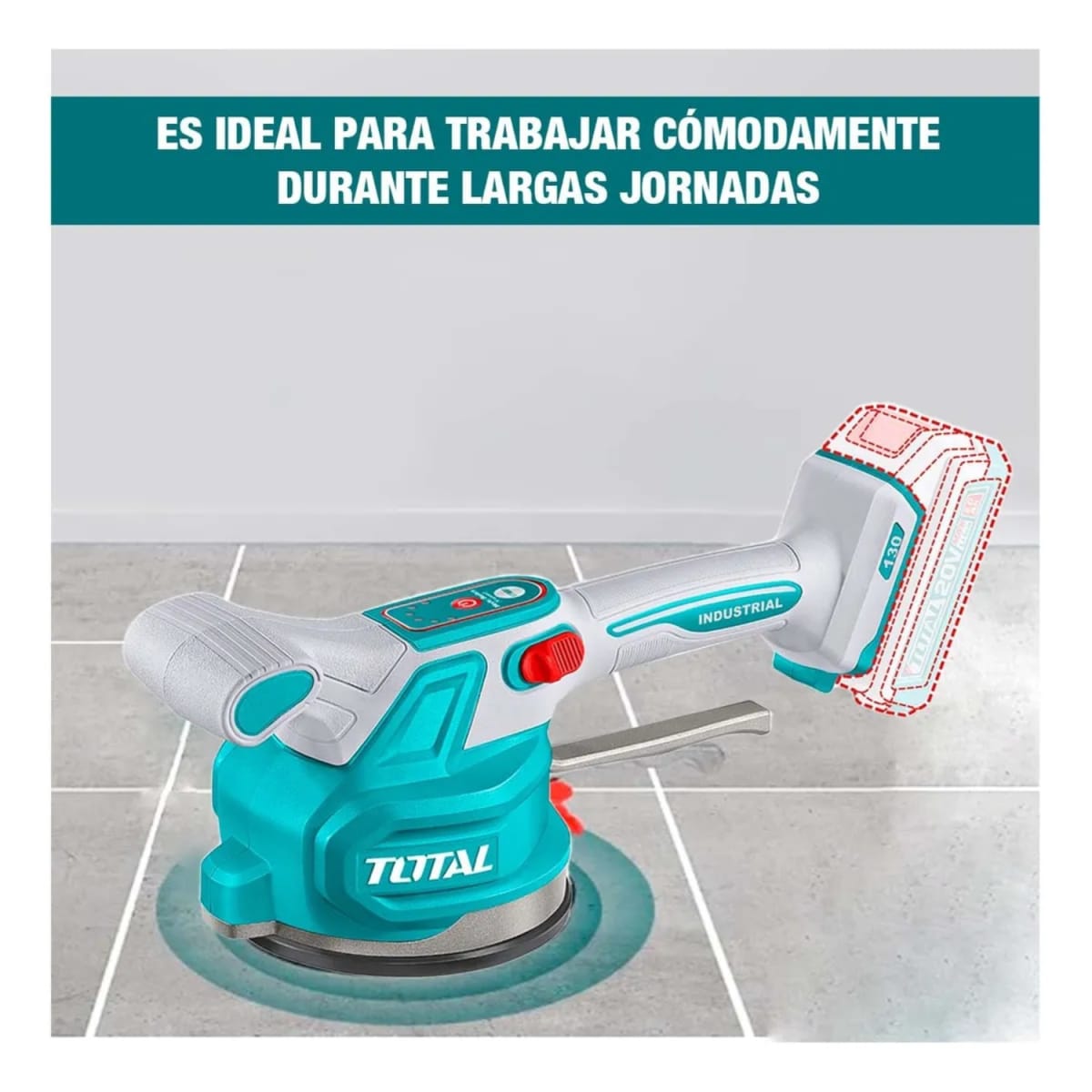 Ventosa Vibrador Soporta 60kg + Rodillera + Maletín + Batería y Cargador 20v Total7