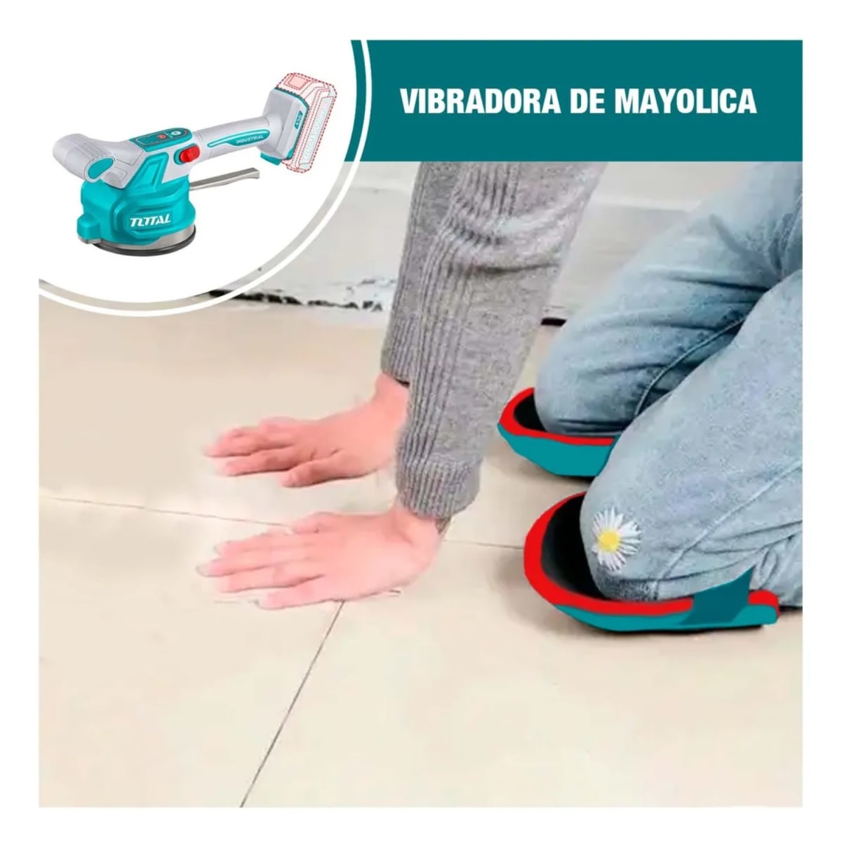 Ventosa Vibrador Soporta 60kg + Rodillera + Maletín + Batería y Cargador 20v Total9