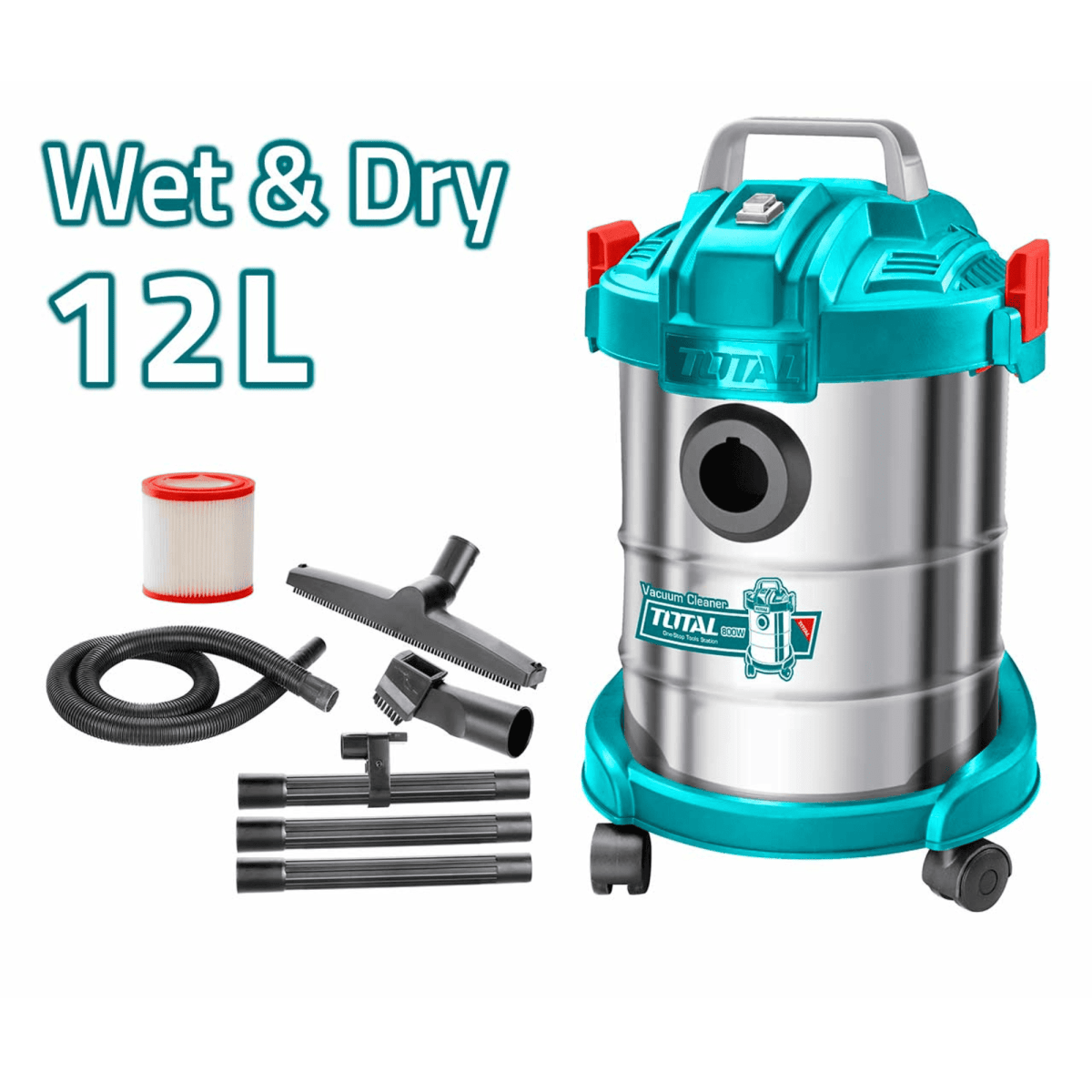 ASPIRADORA ELÉCTRICA 800W 12L TANQUE DE METAL INDUSTRIAL TOTAL2