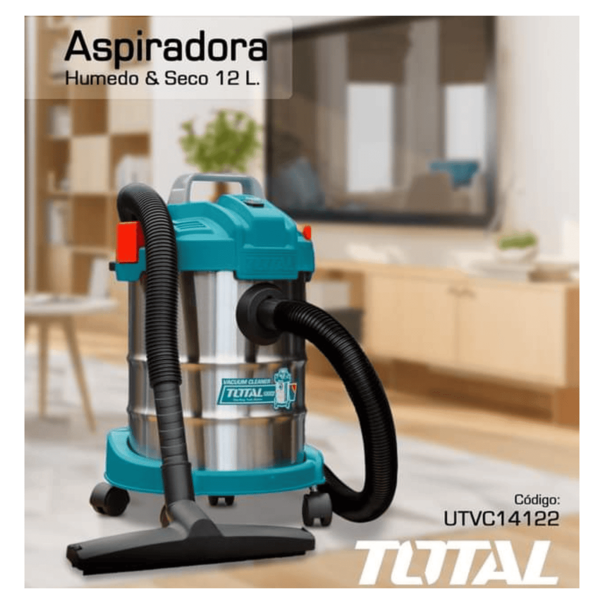 ASPIRADORA ELÉCTRICA 800W 12L TANQUE DE METAL INDUSTRIAL TOTAL7