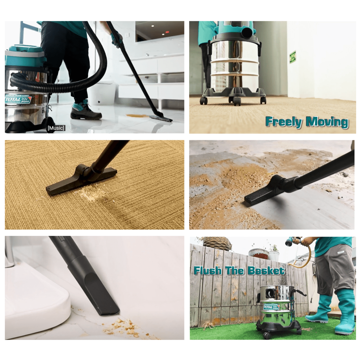 Aspiradora 20v 20 litros + 2 baterías y cargador Total9