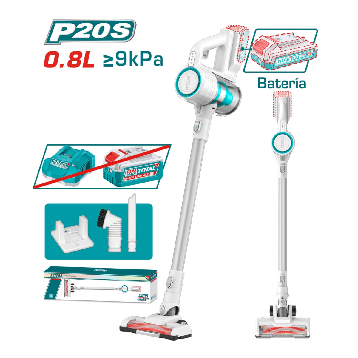 Aspiradora Vertical 20v (solo cabezal) Total2