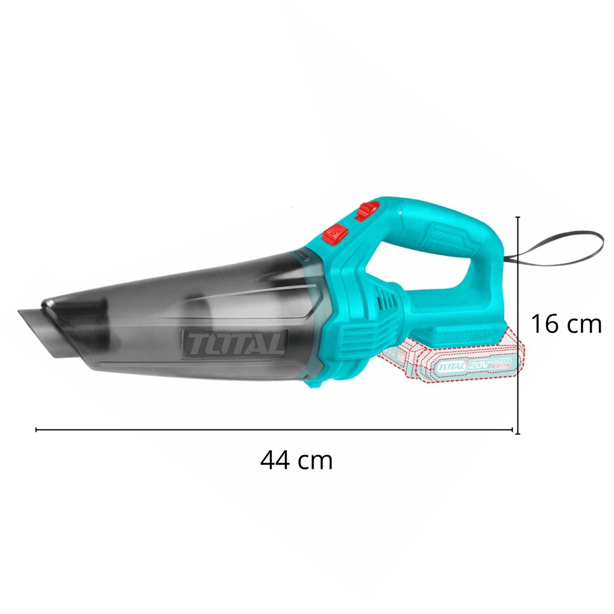 Aspiradora 0.5 litros 20v incluye bateria y cargador Total4