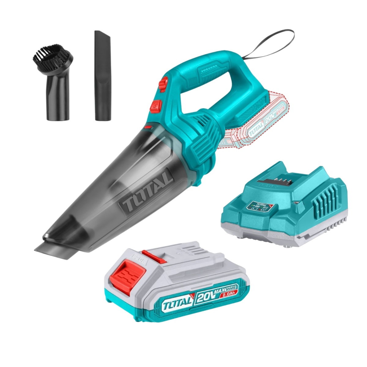 Aspiradora 0.5 litros 20v + 1 bateria 2ah + cargador Total1