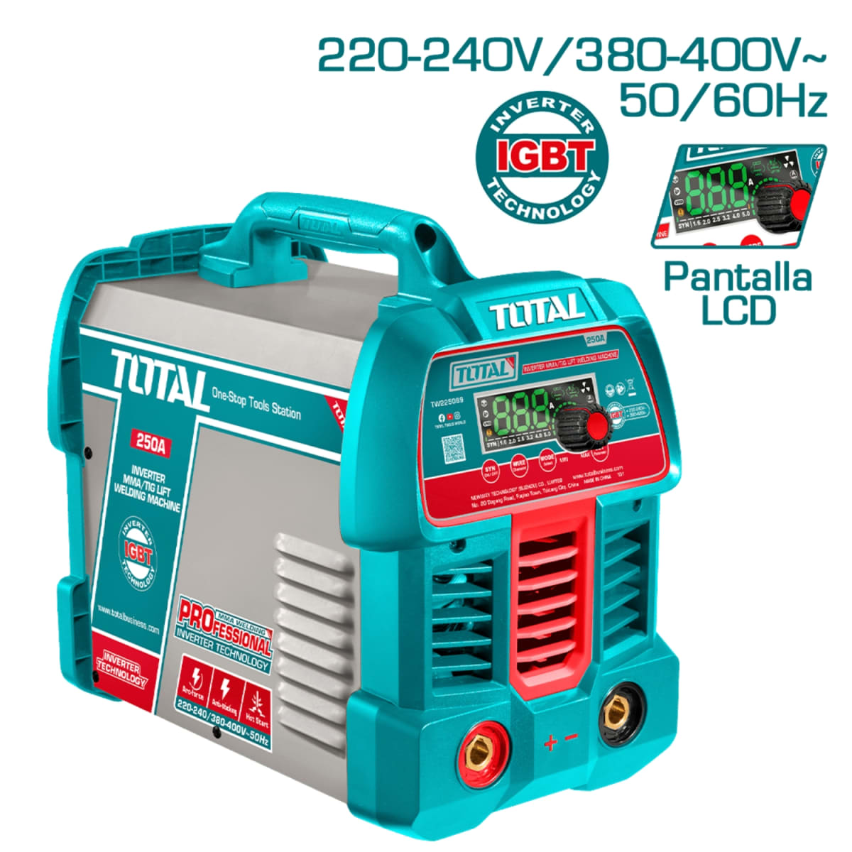 Soldadora Inverter LCD MMA/LIFT TIG VRD 250A 220-240V/380-400V Total3