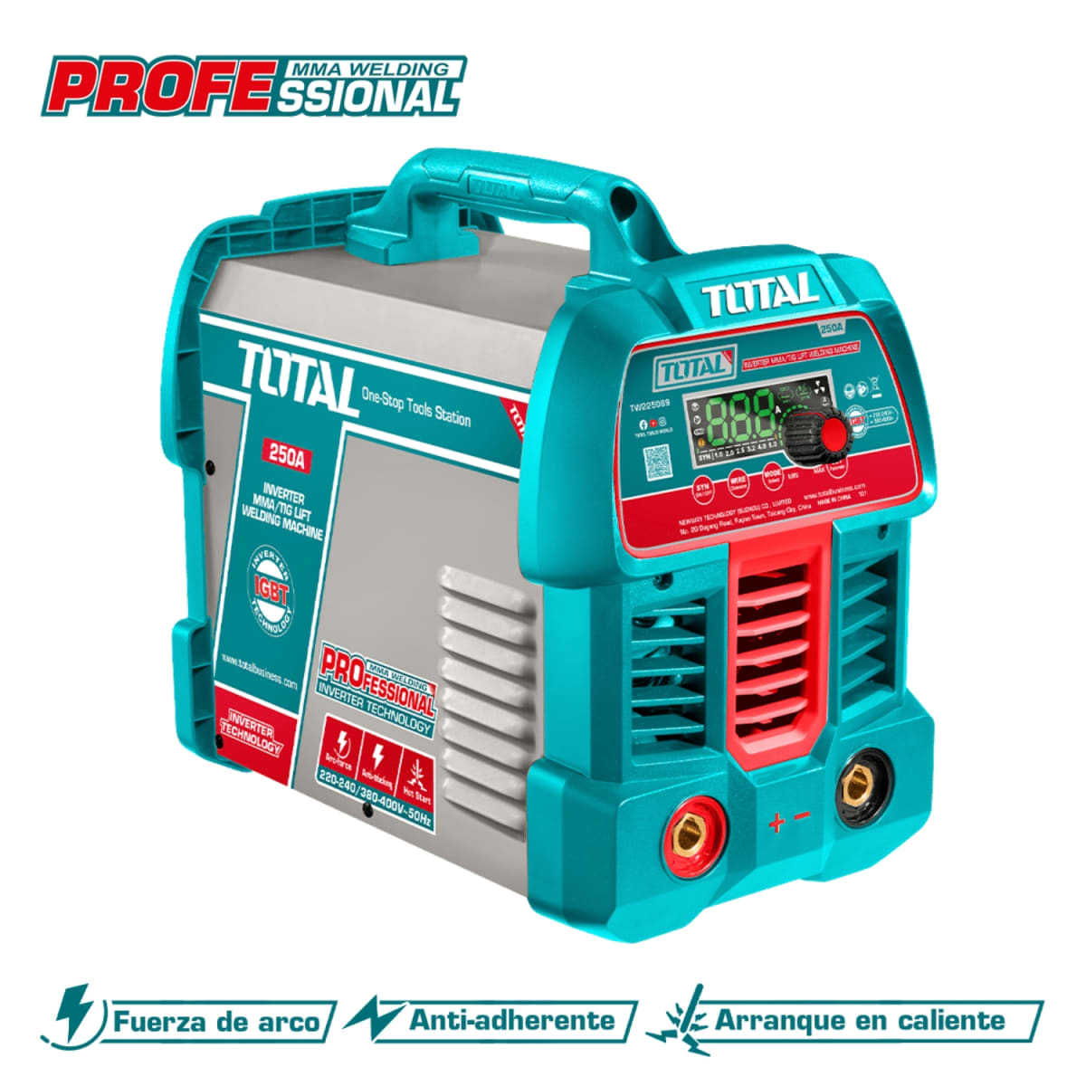 Soldadora Inverter LCD MMA/LIFT TIG VRD 250A 220-240V/380-400V Total4