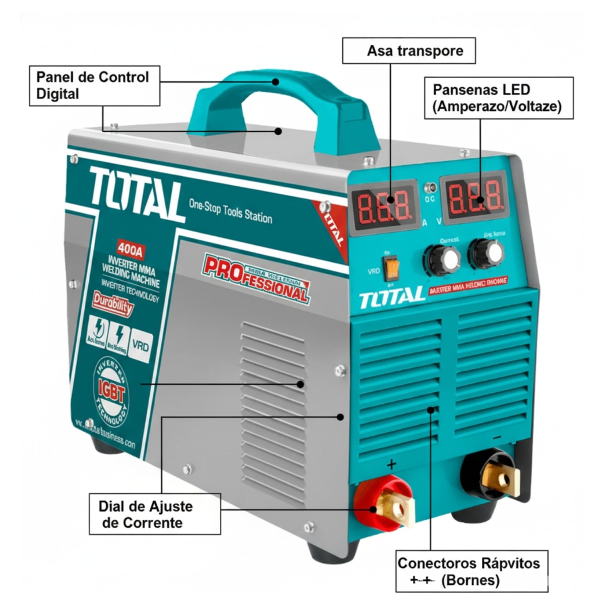 Soldadora Inverter MMA 380-400AMP Total3