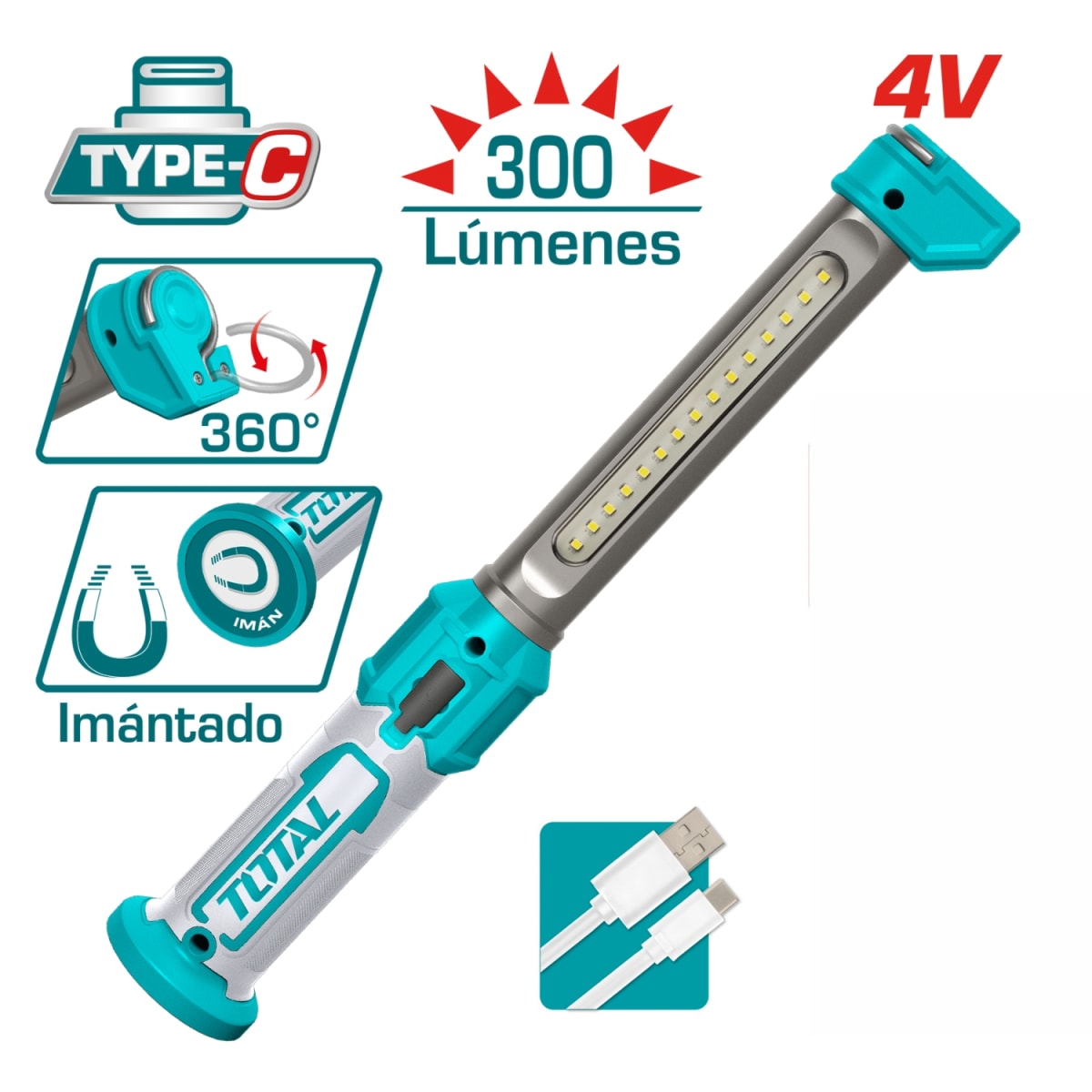Combo 4 en 1 Llave de Impacto 1350nm + 850nm + 2 Linternas 20v Total6