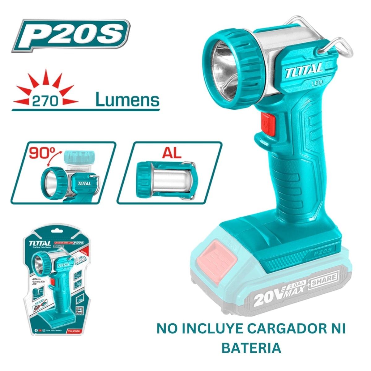 Linterna LED 5w inalámbrica 20v Total2