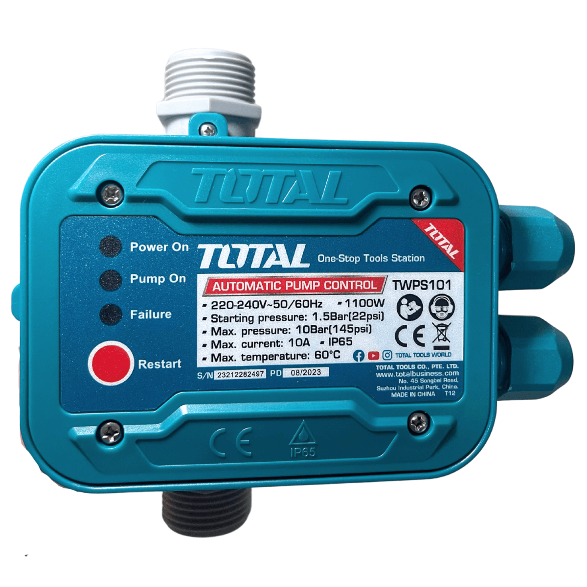 SWITCH CONTROLADOR DE BOMBA AUTOMÁTICO 1.5 - 10BAR 10A de 1 Pulgada TOTAL2
