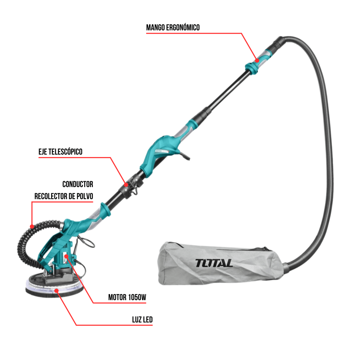 Combo lijadora de pared y techo 1050w + Sopladora y aspiradora 400w Total4