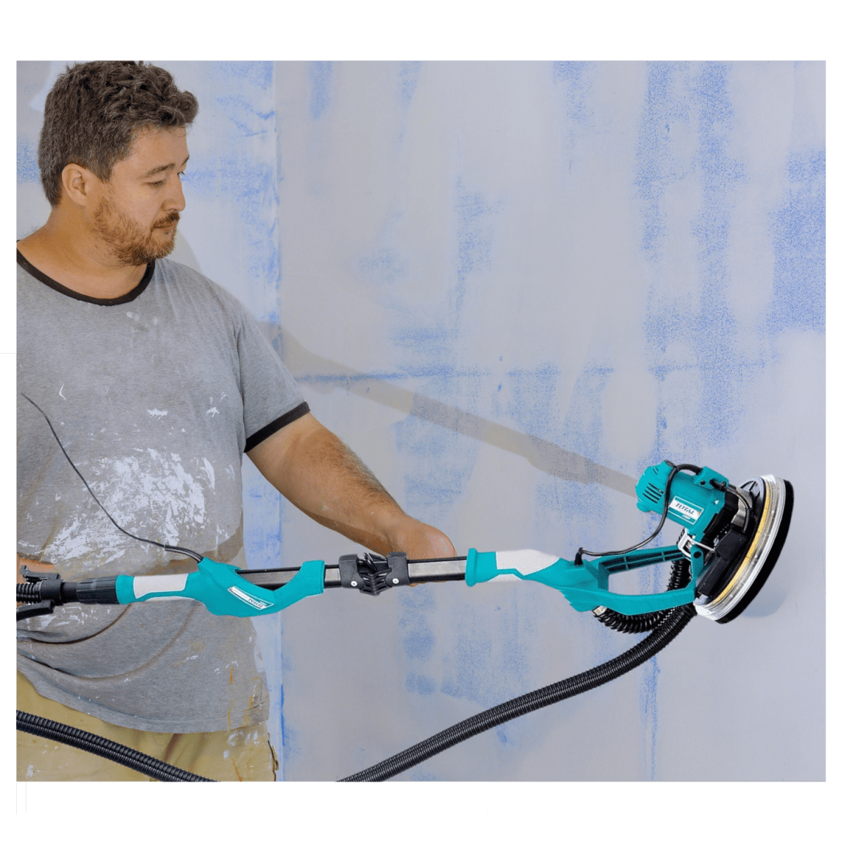 Lijadora de Pared y Techo Telescopica 1050w+ Pistola de Pintar 550w Plastico Total5