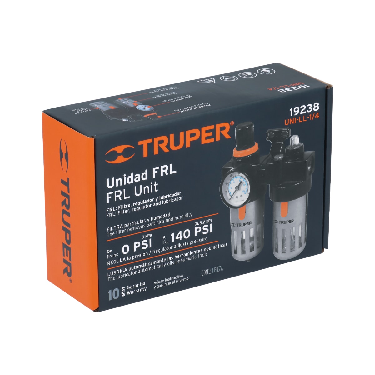 Filtro y regulador de aire con módulo de lubricación. truper3