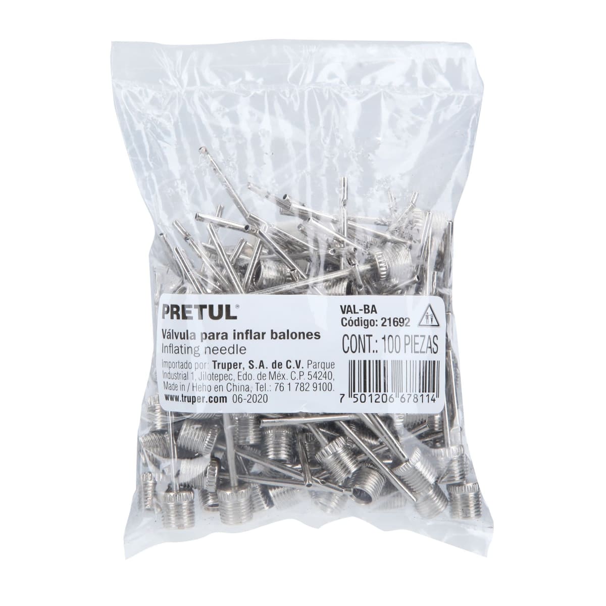 Bolsa con 100 agujas infladoras para balones Pretul4