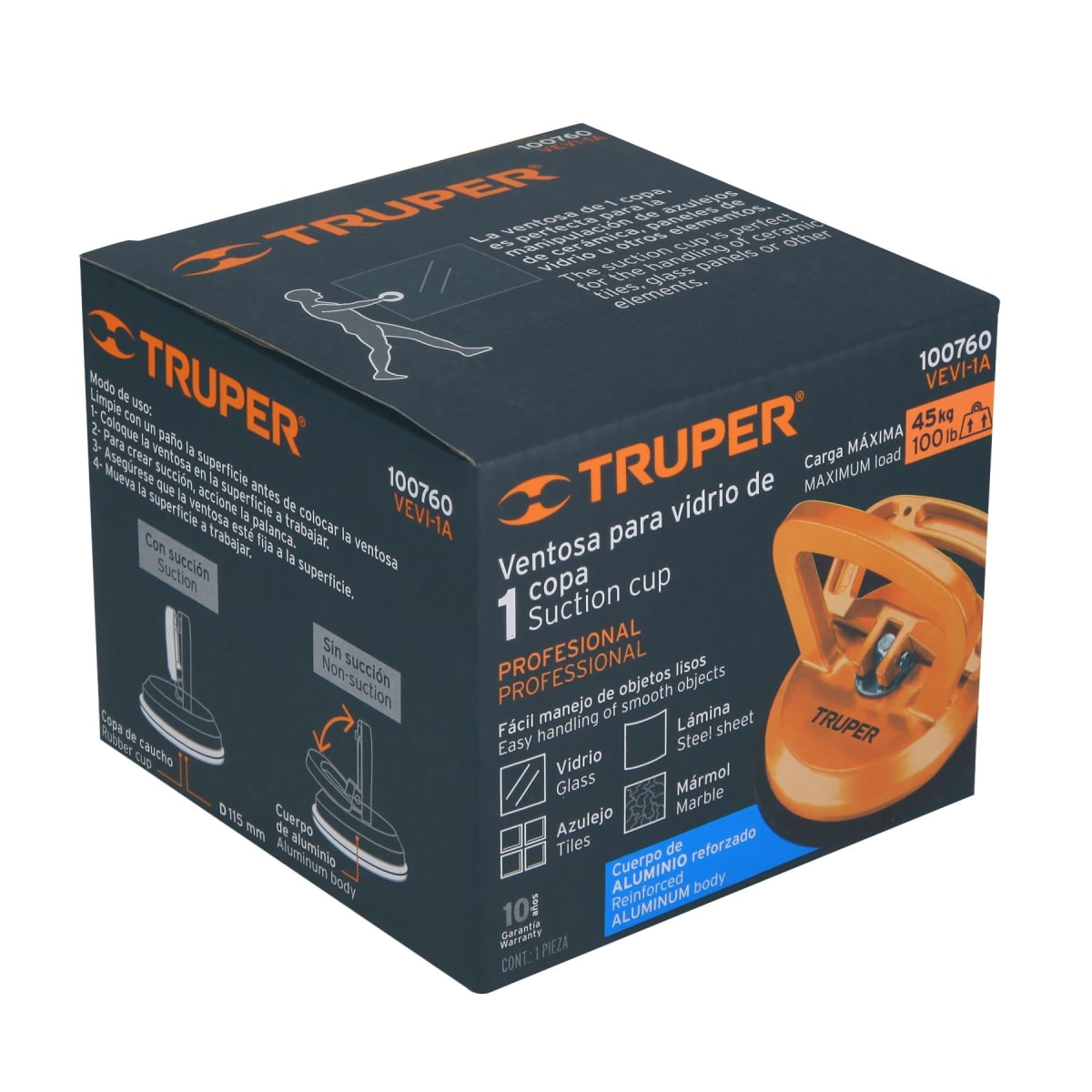 Ventosa de aluminio para vidrio 1 copa de succión Truper4